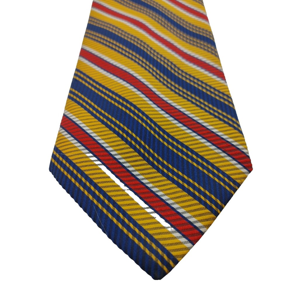 Vintage Higbee Company Men’s Tie Striped Red Blue Gold 4" Wide Cleveland Retro